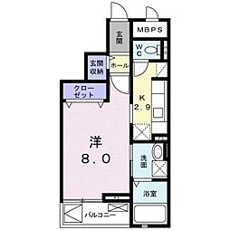 ブランエトワール 1Kの間取図画像