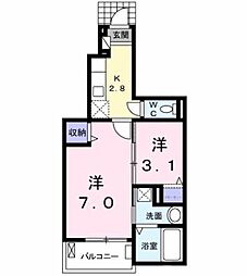 リバーヴィレッジ1 2Kの間取図画像