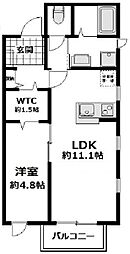 エール アンジュ 2階1LDKの間取り