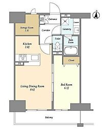 LIBRGRANT藤沢 1SLDKの間取図画像