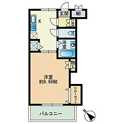 ヴィラージュ室見 1Kの間取図画像