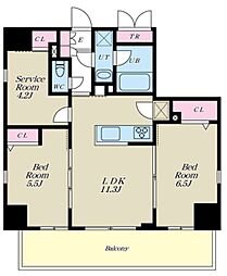 アリビス西葛西ノルテ 6階2SLDKの間取り