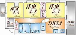 シャトー・ド・マリン須磨 3DKの間取図画像