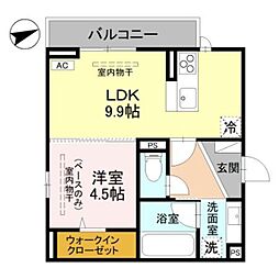 (仮称)D-ROOM福住 B棟 1LDKの間取図画像
