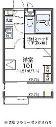 シャルム2 1Kの間取図画像