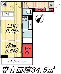 ウィン行徳 1LDKの間取図画像