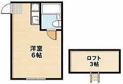 山丘ハイツ 1Kの間取図画像