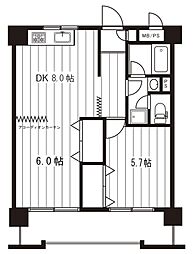 エスポワール岩淵 2DKの間取図画像