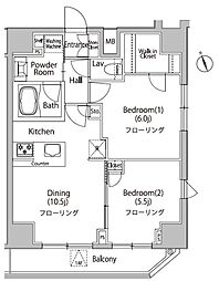カーサスプレンディッド虎ノ門新橋 2DKの間取図画像