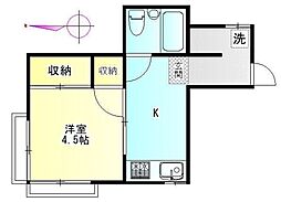 ハイム水越 1Kの間取図画像