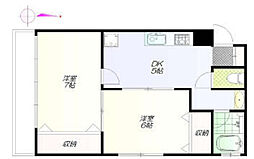 宇佐見マンション 2DKの間取図画像