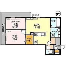 大阪市東淀川区淡路2丁目アパート 2LDKの間取図画像