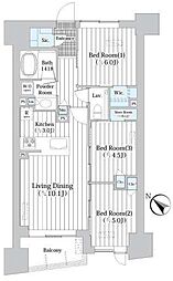 ザ・グランクラッセ日本橋イースト 5階3LDKの間取り