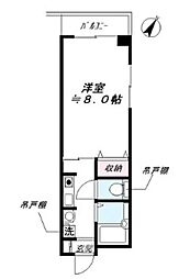 JR横須賀線 西大井駅 徒歩2分の賃貸マンション 2階1Kの間取り