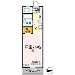 コーポエルム 1Kの間取図画像