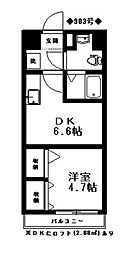 リバティ高砂六番館 1DKの間取図画像