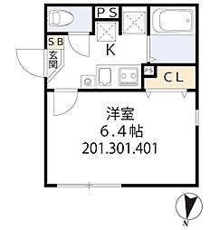 グラシア・ベイ大森 1Kの間取図画像