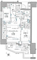 デュオステージ横濱桜木町 2DKの間取図画像
