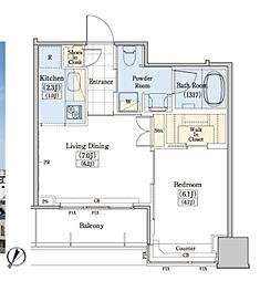 レジディアタワー上池袋タワー棟 15階1LDKの間取り