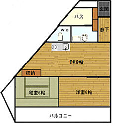 ヴィラ高砂 2DKの間取図画像