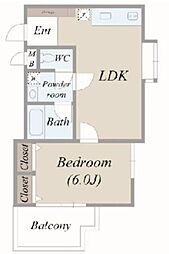 オークヴィラ 1階1LDKの間取り