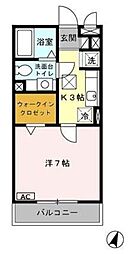 リヴェール石田 1階1Kの間取り