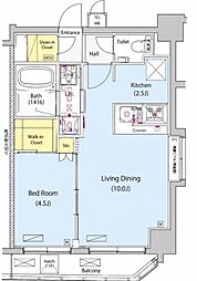 ガーラ・プレシャス大井町 1LDKの間取図画像