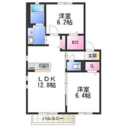 シャーメゾン鈴の宮 2LDKの間取図画像