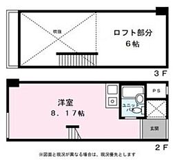 グリーンハウスＮｏ8 2階ワンルームの間取り