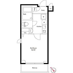 ルクス板橋 4階1Kの間取り