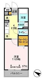 グランドソレーユBABA 1Kの間取図画像