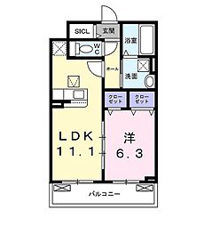 和幸館 3階1LDKの間取り