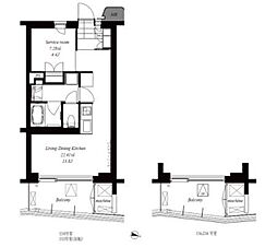 代々木参宮橋テラス 2階1SLDKの間取り