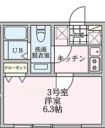 トリニア青葉台 1Kの間取図画像