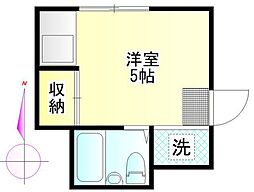 西池ガーデンハイツ ワンルームの間取図画像