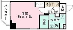 ルシェロ平井 9階1Kの間取り