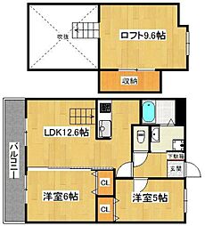 オリエンタルコート加布里駅前2 2LDKの間取図画像