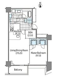 コンフォリア新宿イーストサイドタワー タワー棟 28階1LDKの間取り
