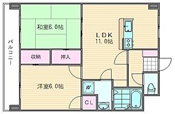 リバーサイド多の津 7階2LDKの間取り