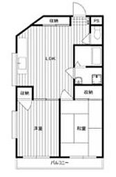 エッソール福生 2階2LDKの間取り