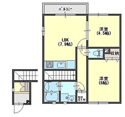 CasaFeliceC 2LDKの間取図画像