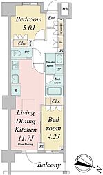 ドゥーエ早稲田 6階2LDKの間取り