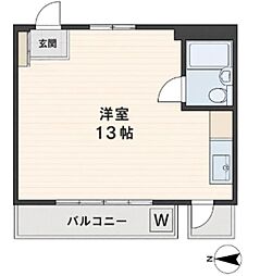 本町マンション ワンルームの間取図画像