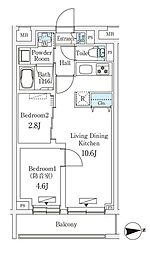 プラネソシエプラス桜台 3階2LDKの間取り