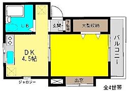 シャトレー東林間 1DKの間取図画像