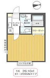 クレドールIV 2階1Kの間取り