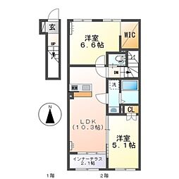 リラ・コンフィ 2LDKの間取図画像
