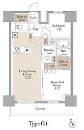 JMFレジデンス浅草橋三丁目 11階2LDKの間取り