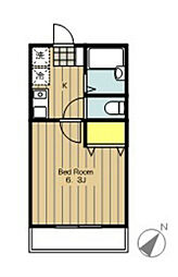 クレスト矢部 1Kの間取図画像