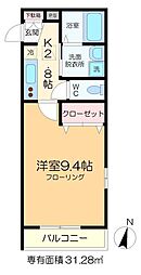メゾンドソレイユ 1Kの間取図画像